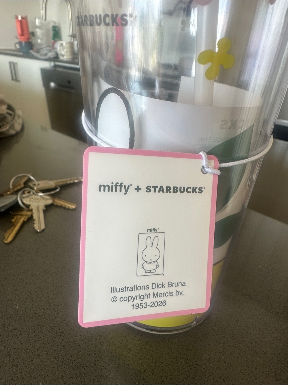 Starbucks Yellow & Pink Miffy Bunny Tumbler with Straw - Picture 4 of 5